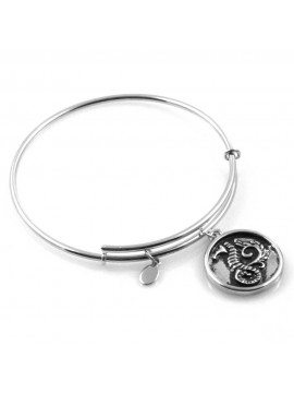 bracciale donna rigido crisalide gioiello argentato con ciondolo cavalluccio marino misura unica