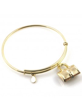 bracciale donna rigido crisalide gioiello dorato con ciondolo borsetta misura unica