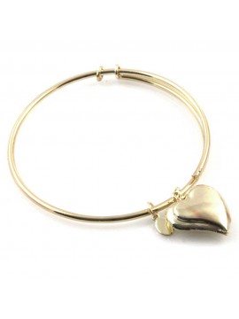bracciale donna rigido crisalide gioiello dorato con ciondolo cuore misura unica