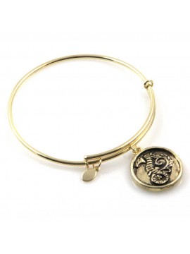 bracciale donna rigido crisalide gioiello dorato con ciondolo cavalluccio marino misura unica