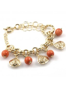 bracciale donna in bronzo gioiello con ciondoli goccia e agata colorata misura cm 19