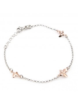 bracciale donna con farfalle ciondoli gioiello in argento 925 ramato cm 19 mm 9 mm 7