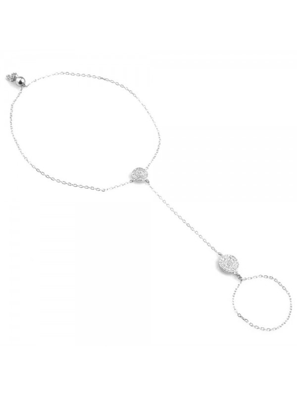 baciamani bracciale donna gioiello in argento 925 e zirconi elementi tondi polso utile cm 21