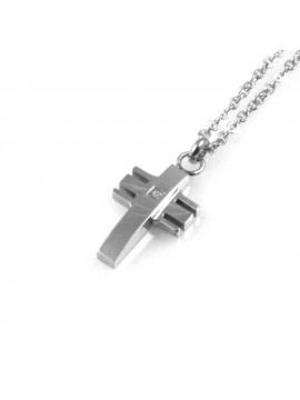 collana uomo croce ciondolo gioiello in acciaio inossidabile e zircone catena fino a cm 50 mm 17 mm 10