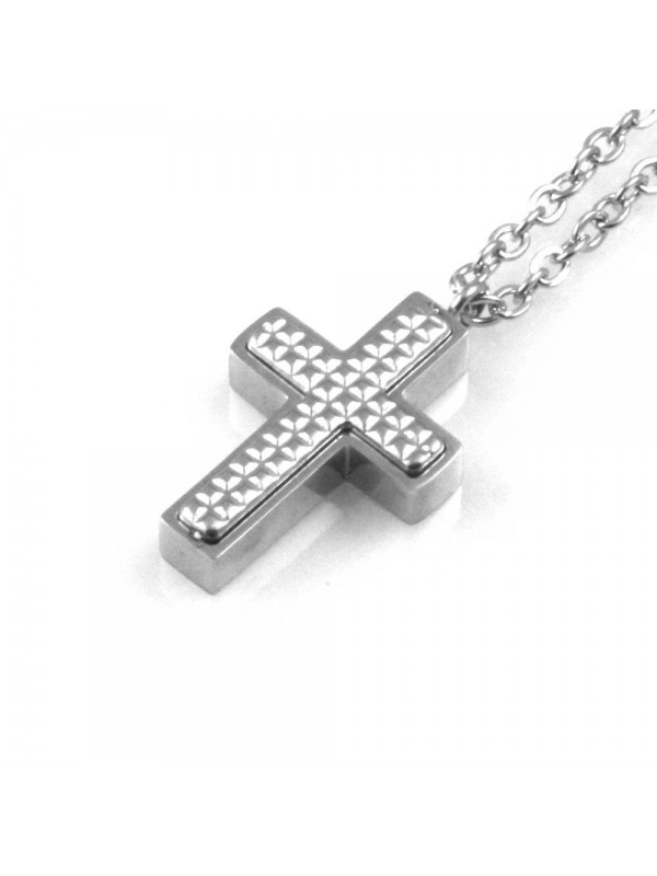 collana uomo croce ciondolo gioiello in acciaio inossidabile catena fino a cm 50 mm 23 mm 15