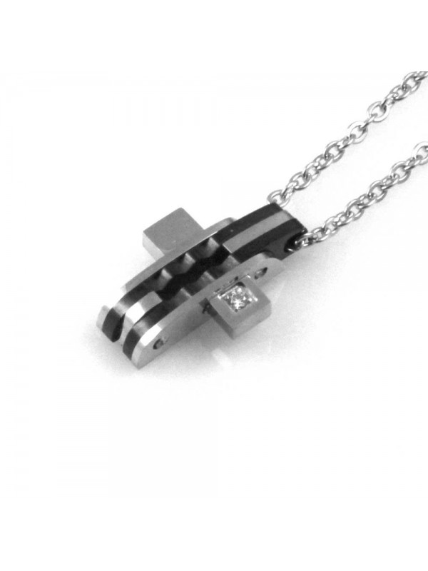 collana uomo croce ciondolo gioiello in acciaio inossidabile zircone bicolore catena fino a cm 50 mm 21 mm 13