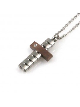 collana uomo croce ciondolo gioiello in acciaio inossidabile moka zircone nero catena fino a cm 50 mm 22 mm 12