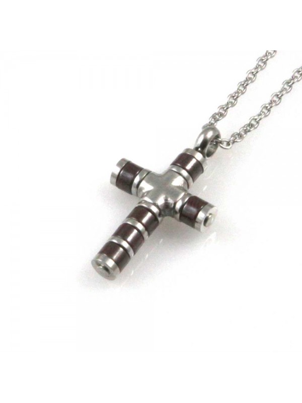 collana uomo croce ciondolo gioiello in acciaio inossidabile moka catena fino a cm 50 mm 21 mm 14