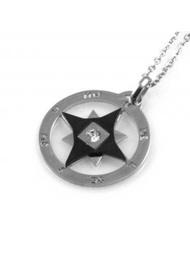 collana uomo con rosa dei venti ciondolo gioiello in acciaio e zircone simbolo marinaro catena fino a cm 50 mm 23
