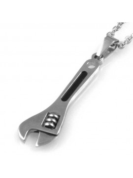 collana uomo con chiave inglese meccanico ciondolo gioiello in acciaio inossidabile particolare catena da cm 50 mm 39 mm 12
