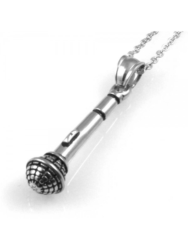 collana uomo con microfono ciondolo gioiello in acciaio inossidabile particolare catena da cm 50 mm 34 mm 8