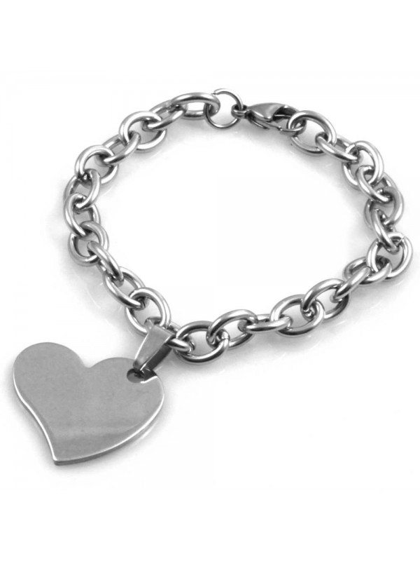 bracciale donna con cuore catena forzatina in acciaio