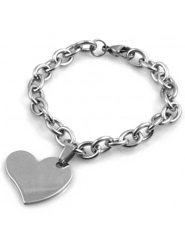 bracciale donna con cuore catena forzatina in acciaio