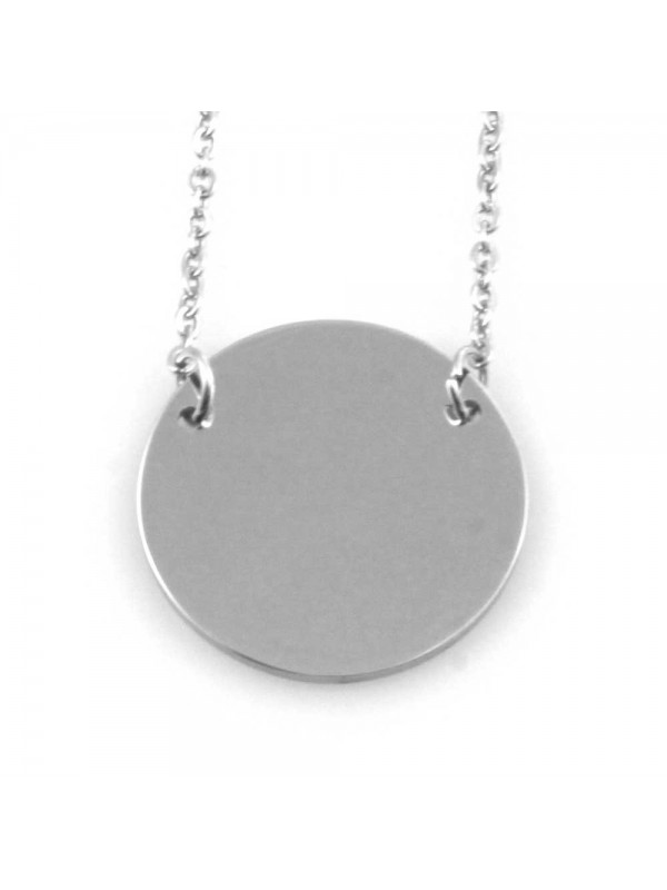 collana con ciondolo tondo in acciaio ottimo da incidere o per incisione