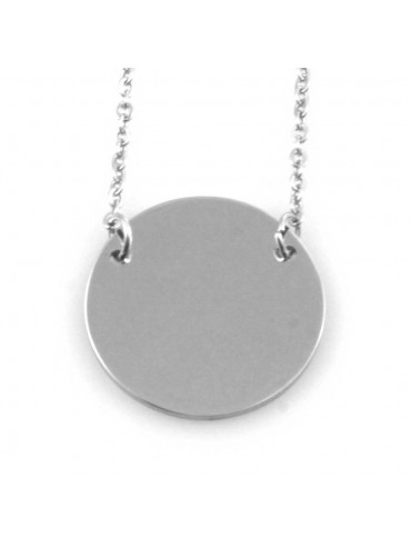 collana con ciondolo tondo in acciaio ottimo da incidere o per incisione