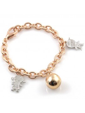 Chiama angeli bracciale bola messicana campanellino con ciondoli bebe in bronzo