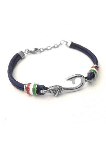 bracciale con amo pesca pescatore acciaio cordoncino bcc1629