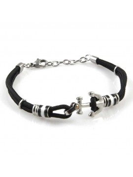 bracciale ancora cordoncino e smalti in acciaio bcc1457