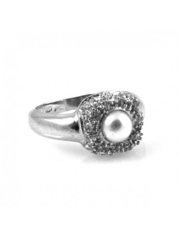 Anello donna in argento con perla