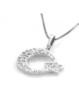 Collana con luna e stella in argento 925