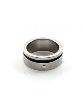 Anello in acciaio con caucciu e oro