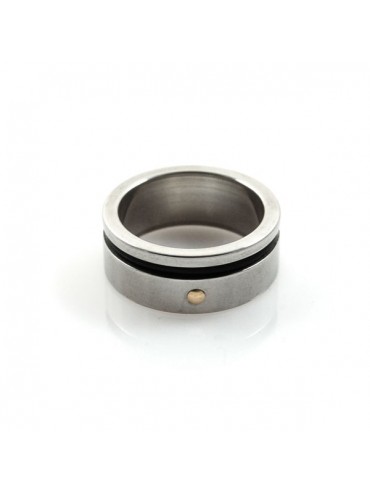 Anello in acciaio con caucciu e oro