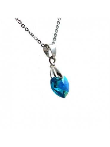 Collana swarovski cuoricino turchese intenso