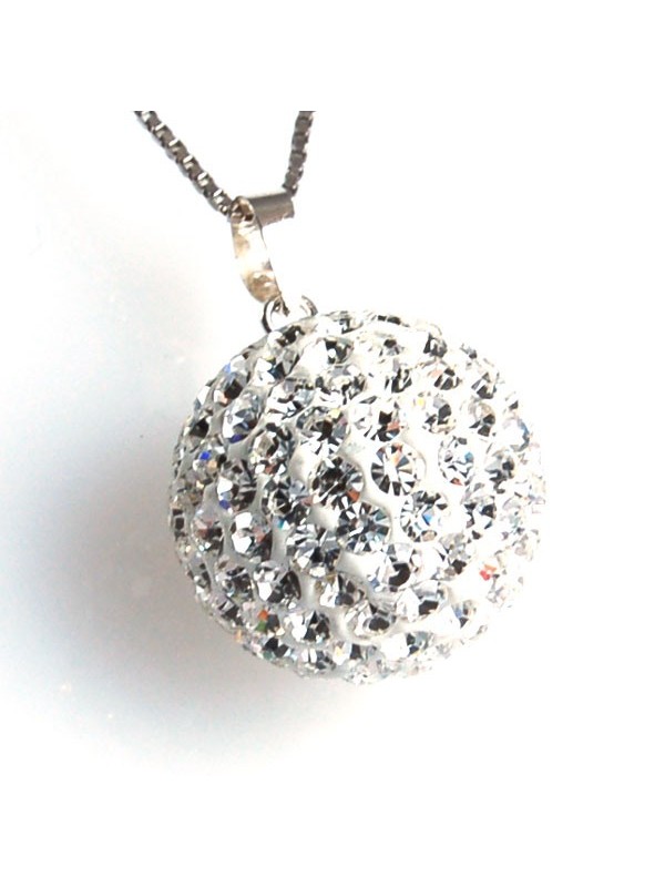 Collana swarovski a pallina strass bianchi