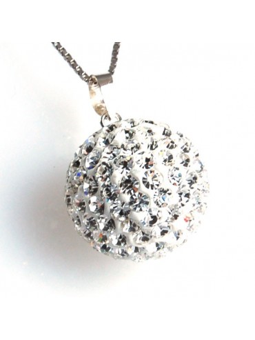 Collana swarovski a pallina strass bianchi