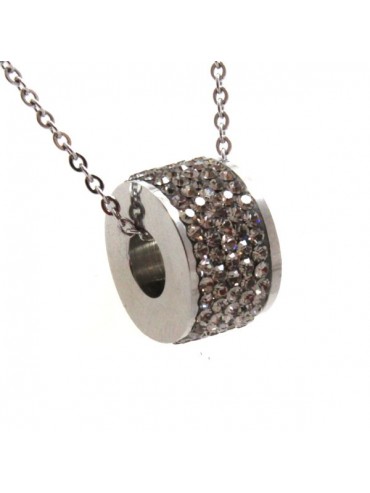 Collana swarovski rotellina strass grigi