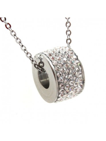 Collana swarovski rotellina strass bianchi