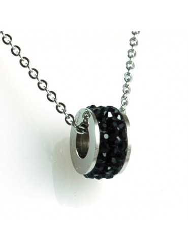 Collana swarovski rotellina strass neri