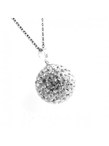 Collana swarovski a pallina strass lilla