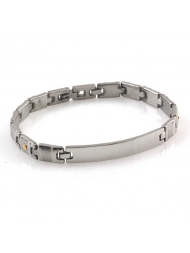 Bracciale uomo in acciaio e oro 18 kt con piastra per incisioni