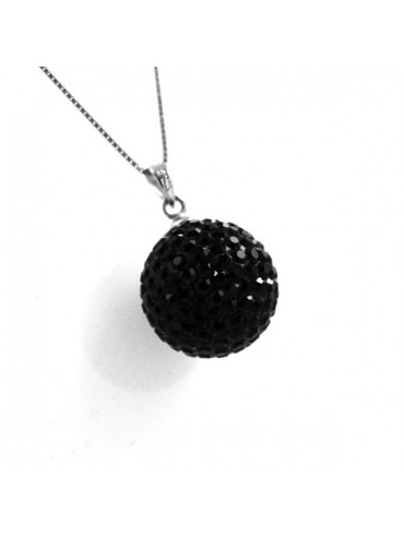Collana swarovski a pallina strass neri