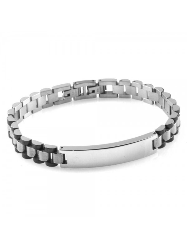 Bracciale uomo in acciaio con piastra per incisioni maglia president