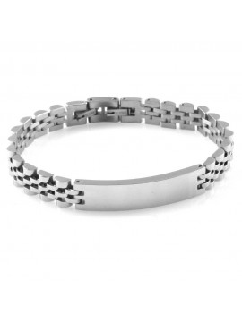 Bracciale uomo in acciaio con piastra per incisioni maglia jubile
