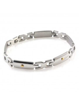 Bracciale uomo in acciaio ed elementi in oro 18 kt