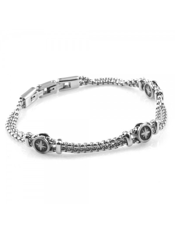 Bracciale uomo acciaio con simbolo marinaro rosa dei venti