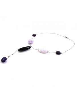 Collana pietre dure donna catena in acciaio