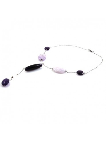 Collana pietre dure donna catena in acciaio