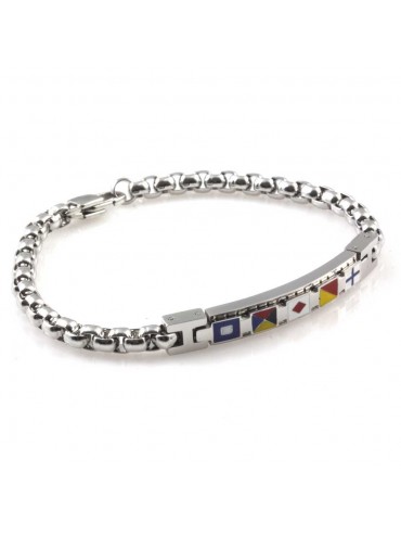 Bracciale uomo con bandiere nautiche in acciaio