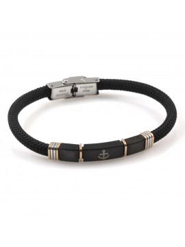 Bracciale con ancora uomo in acciaio e cordoncino
