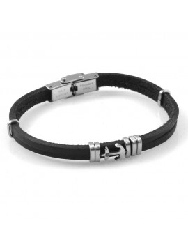 Bracciale con ancora uomo in acciaio e pelle