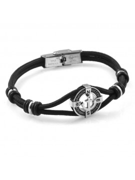 Bracciale con ancora uomo in acciaio e cordoncino
