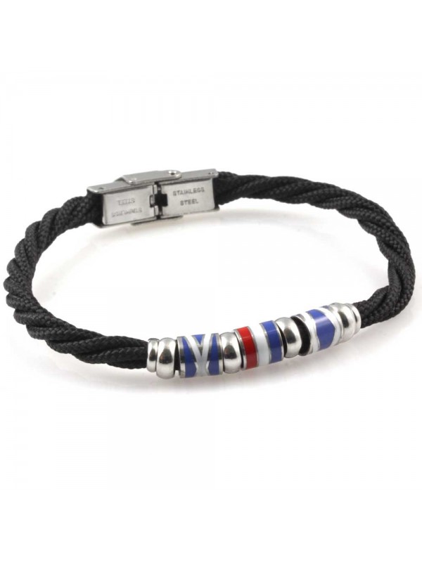 Bracciale marinaro uomo in acciaio cordoncino e smalti
