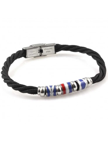 Bracciale marinaro uomo in acciaio cordoncino e smalti