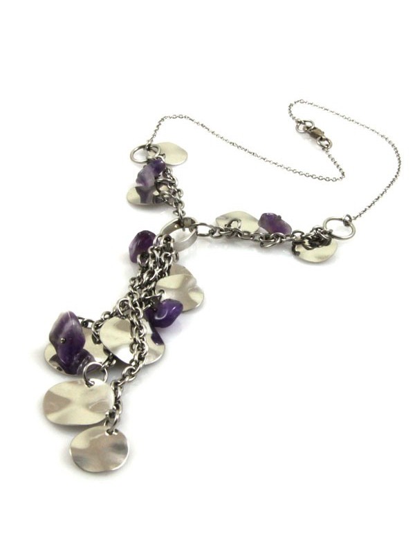 Collana pietre dure donna catena in acciaio