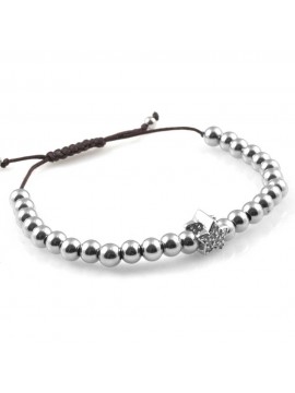 Bracciale donna con stellina in acciaio e zirconi maglia a palline