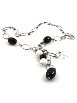 Collana pietre dure donna catena in acciaio